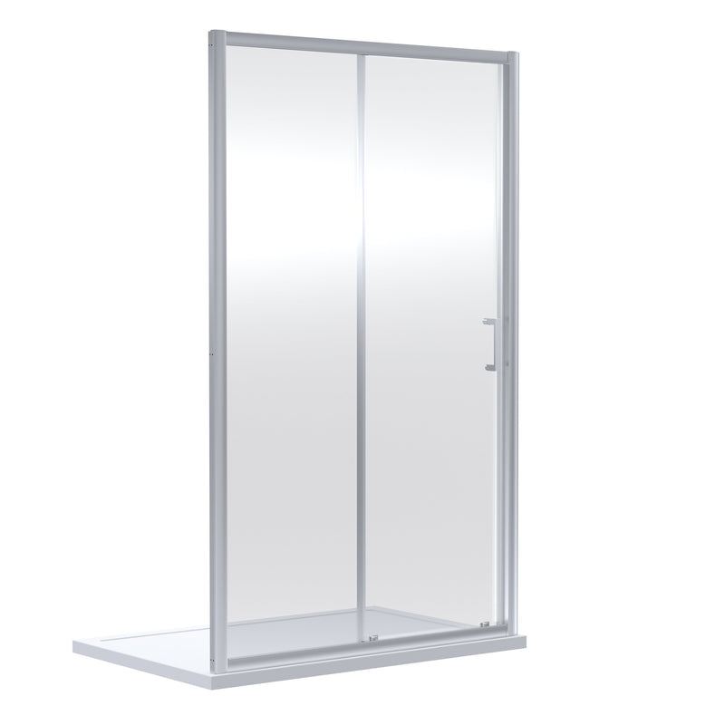 Porto Chrome 6mm Sliding Shower Door With Slate Effect Stone Resin Tray & Waste - 1500 x 800mm