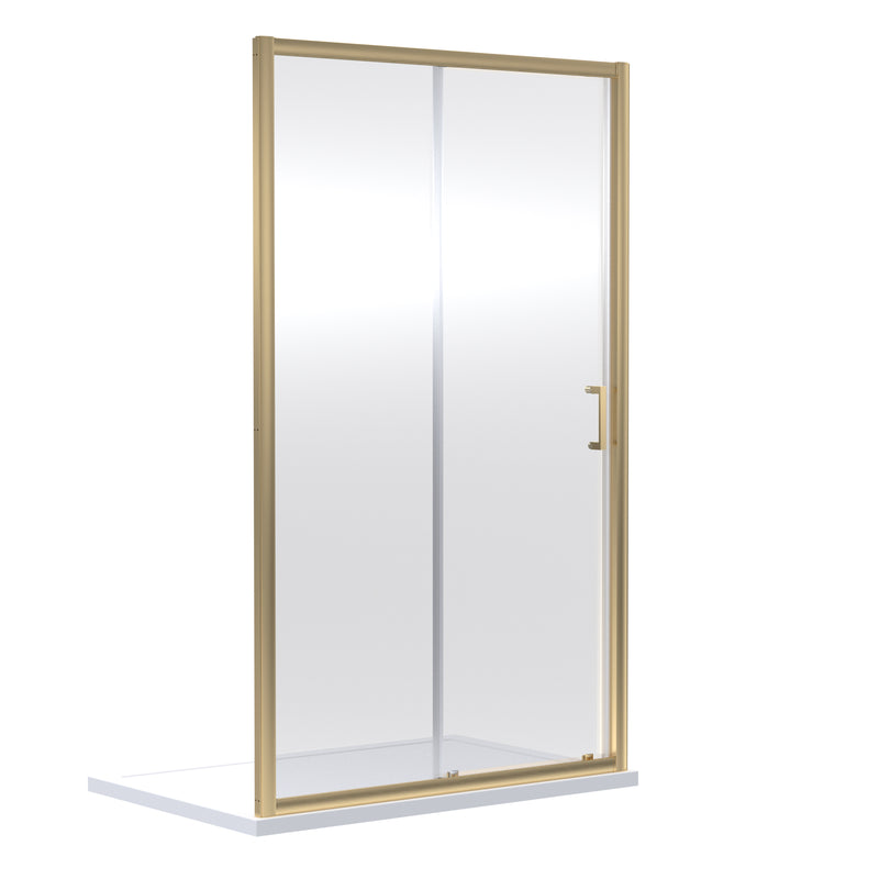 Porto 6mm Single Sliding Shower Door - 1200mm, 1900mm High, Brushed Brass