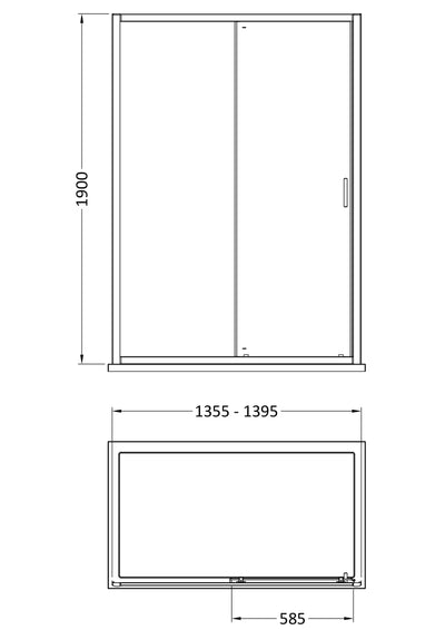 Porto 6mm Single Sliding Shower Door - 1400mm, 1900mm High, Matt Black