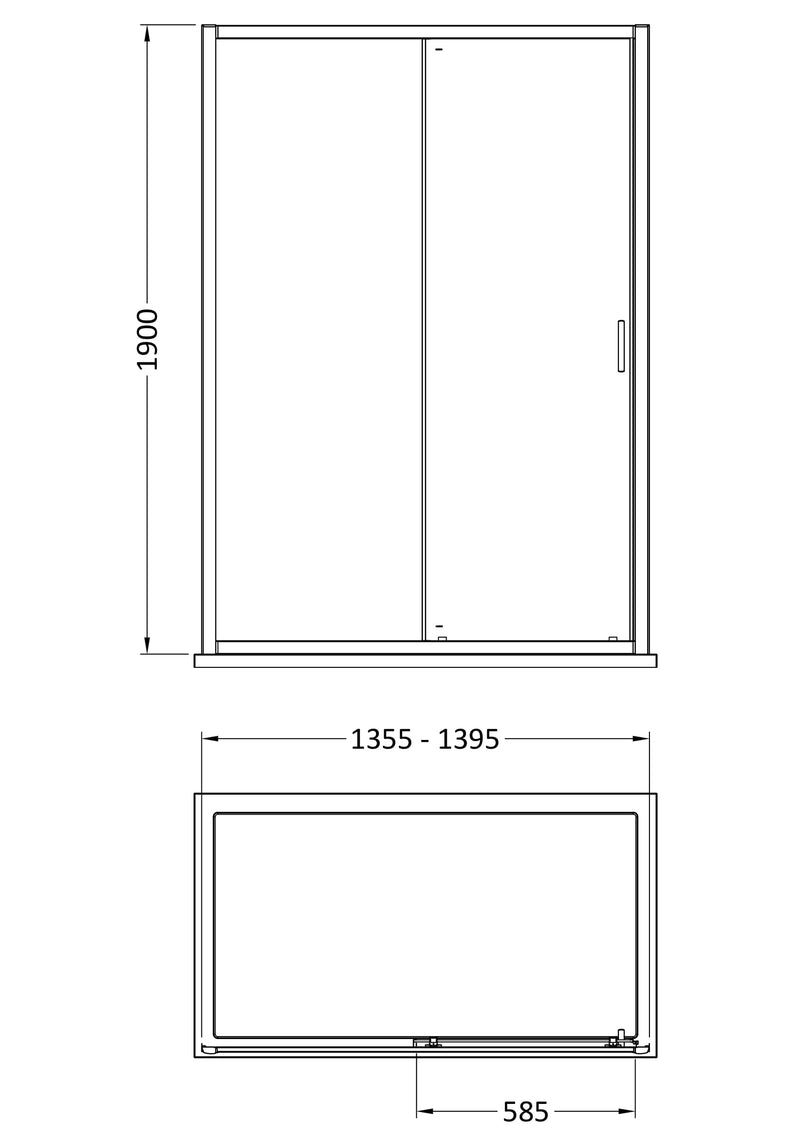 Porto 6mm Single Sliding Shower Door - 1400mm, 1900mm High, Matt Black