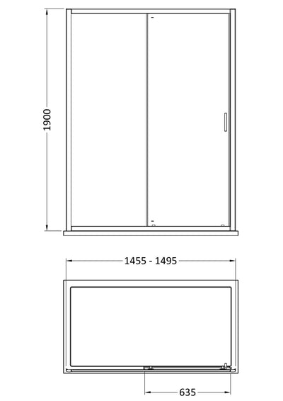 Porto 6mm Single Sliding Shower Door - 1500mm, 1900mm High, Brushed Brass