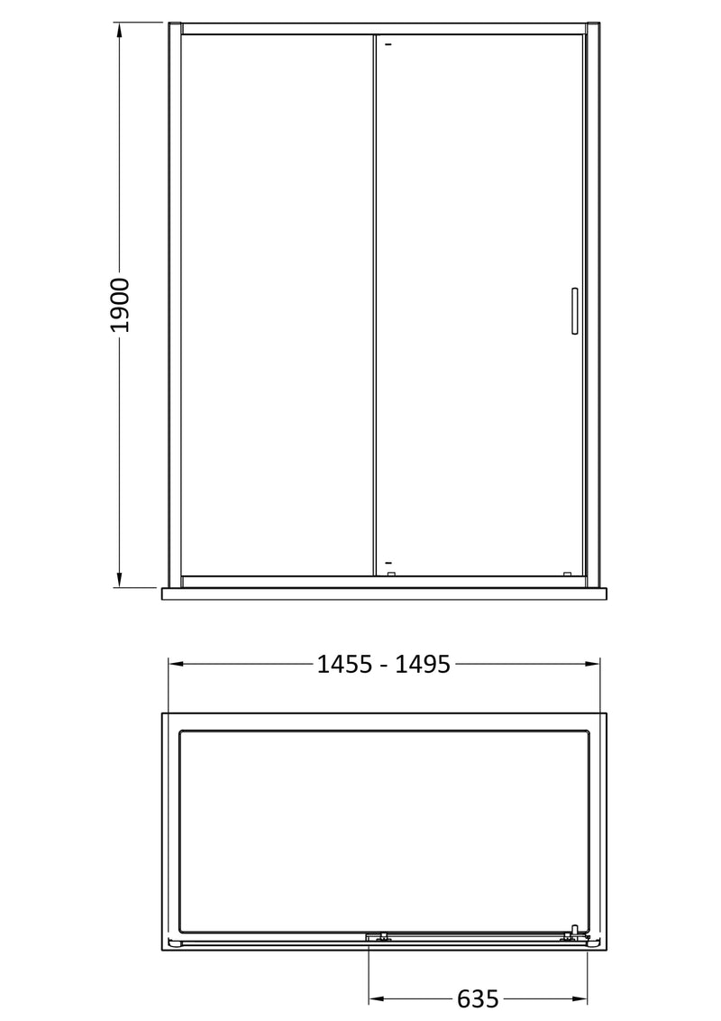 Porto 6mm Single Sliding Shower Door - 1500mm, 1900mm High, Brushed Brass