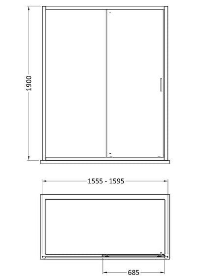 Porto 6mm Single Sliding Shower Door - 1600mm, 1900mm High, Chrome
