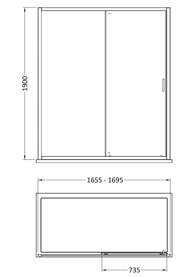 Porto 6mm Single Sliding Shower Door - 1700mm, 1900mm High, Matt Black