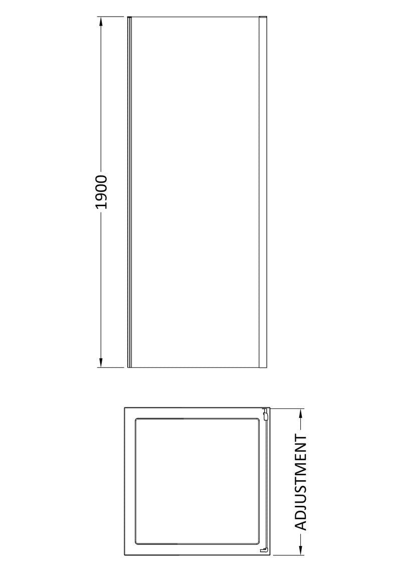 Porto 6mm Shower Side Panel - 1000mm, 1900mm High, Matt Black