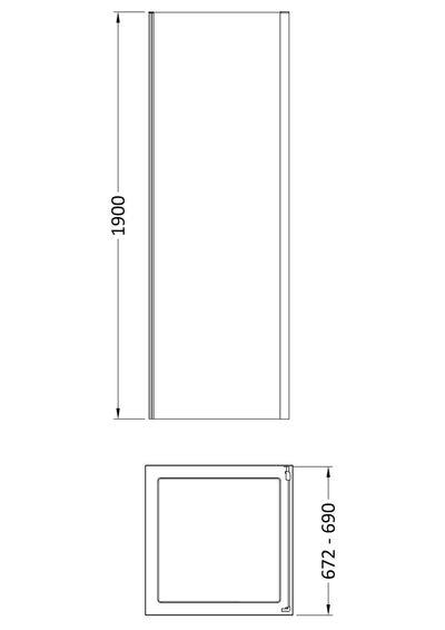 Porto 6mm Shower Side Panel - 700mm, 1900mm High, Brushed Brass