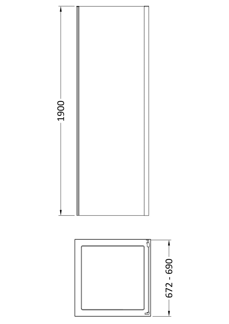 Porto 6mm Shower Side Panel - 700mm, 1900mm High, Brushed Brass