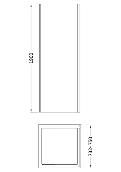 Porto 6mm Shower Side Panel - 760mm, 1900mm High, Matt Black
