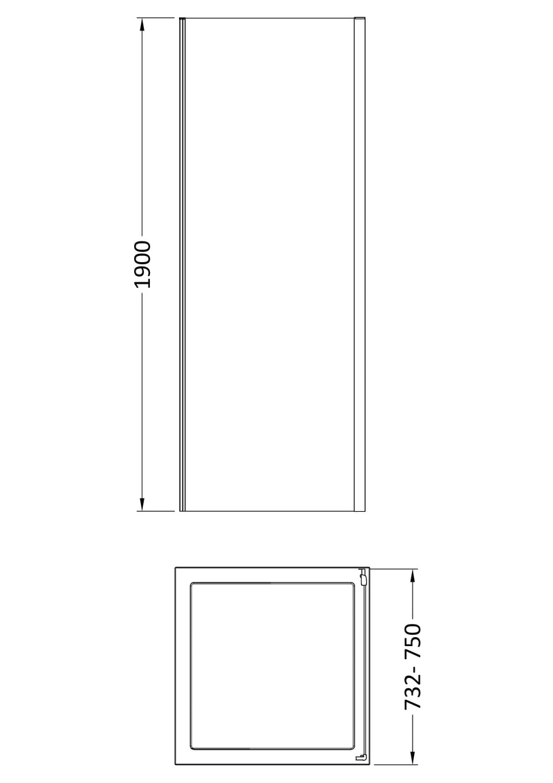 Porto 6mm Shower Side Panel - 760mm, 1900mm High, Matt Black