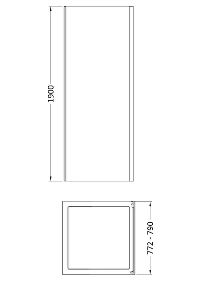 Porto 6mm Shower Side Panel - 800mm, 1900mm High, Matt Black
