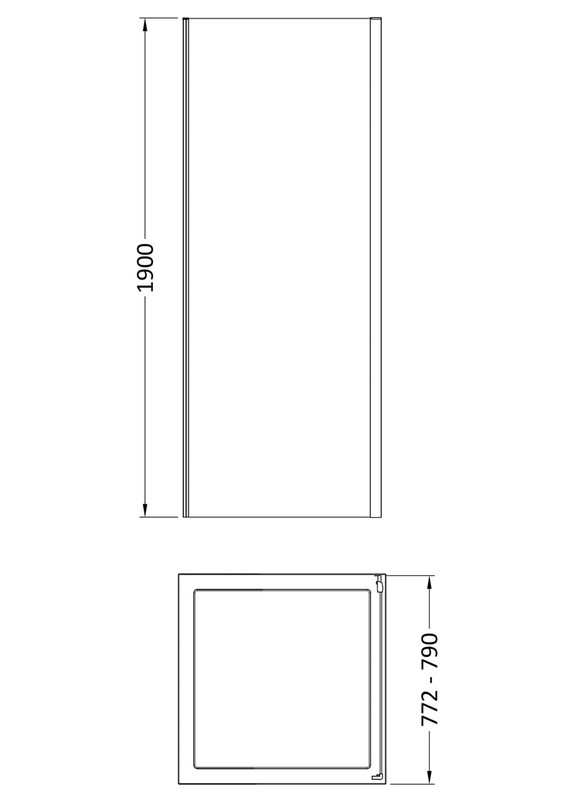 Porto 6mm Shower Side Panel - 800mm, 1900mm High, Matt Black