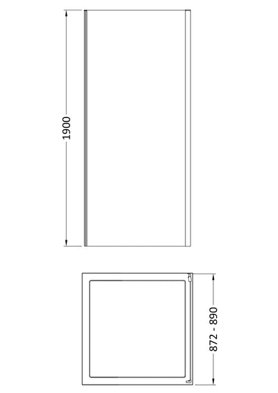 Porto 6mm Shower Side Panel - 900mm, 1900mm High, Brushed Brass