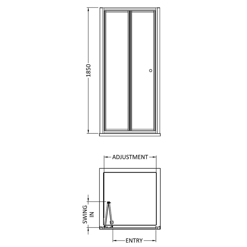 Lisbon 5mm Bi-Fold Shower Door - 760mm, 1850mm High, Chrome