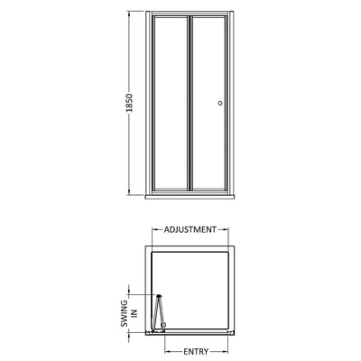 Lisbon 5mm Bi-Fold Shower Door - 800mm, 1850mm High, Chrome