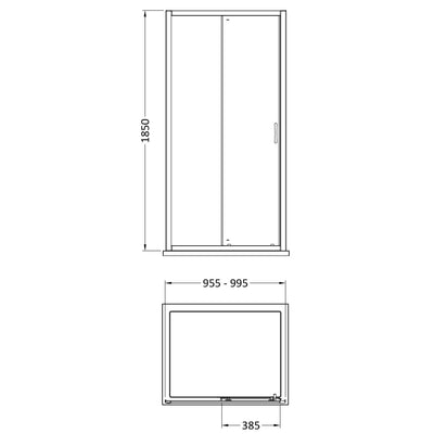 Lisbon 5mm Sliding Shower Door - 1000mm, 1850mm High, Chrome