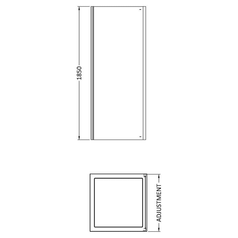 Lisbon 5mm Shower Side Panel - 800mm, 1850mm High, Chrome