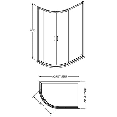 Lisbon 5mm Offset Quadrant Shower Enclosure - 1200 x 900mm, 1850mm High, Chrome