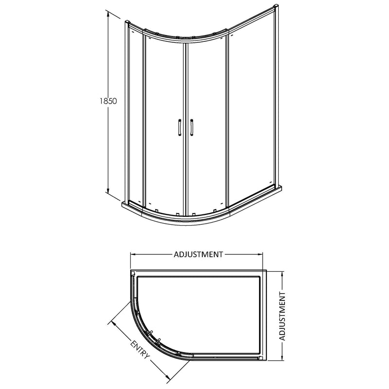 Lisbon 5mm Offset Quadrant Shower Enclosure - 1200 x 900mm, 1850mm High, Chrome