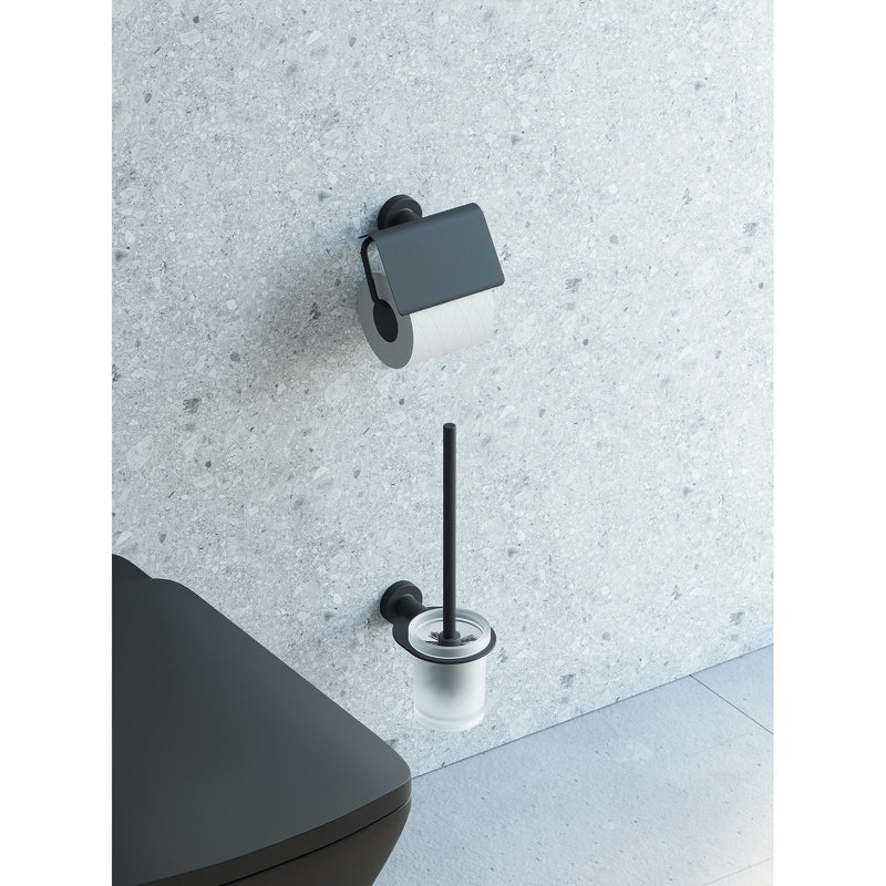 Sonia Tecno Project Toilet Roll Holder with Flap - Black