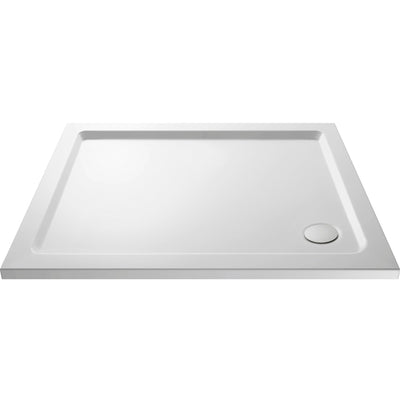 Porto Chrome 6mm Pivot Shower Door With White Stone Resin Tray & Waste - 1000 x 900mm