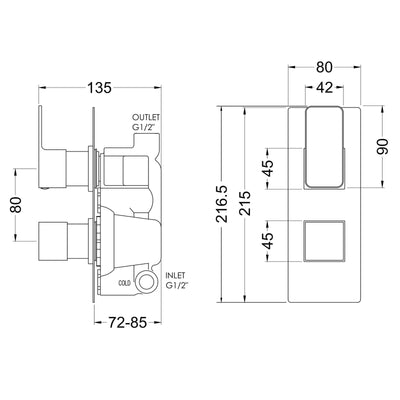 Cape Brushed Brass Concealed Shower Package With Fixed Head