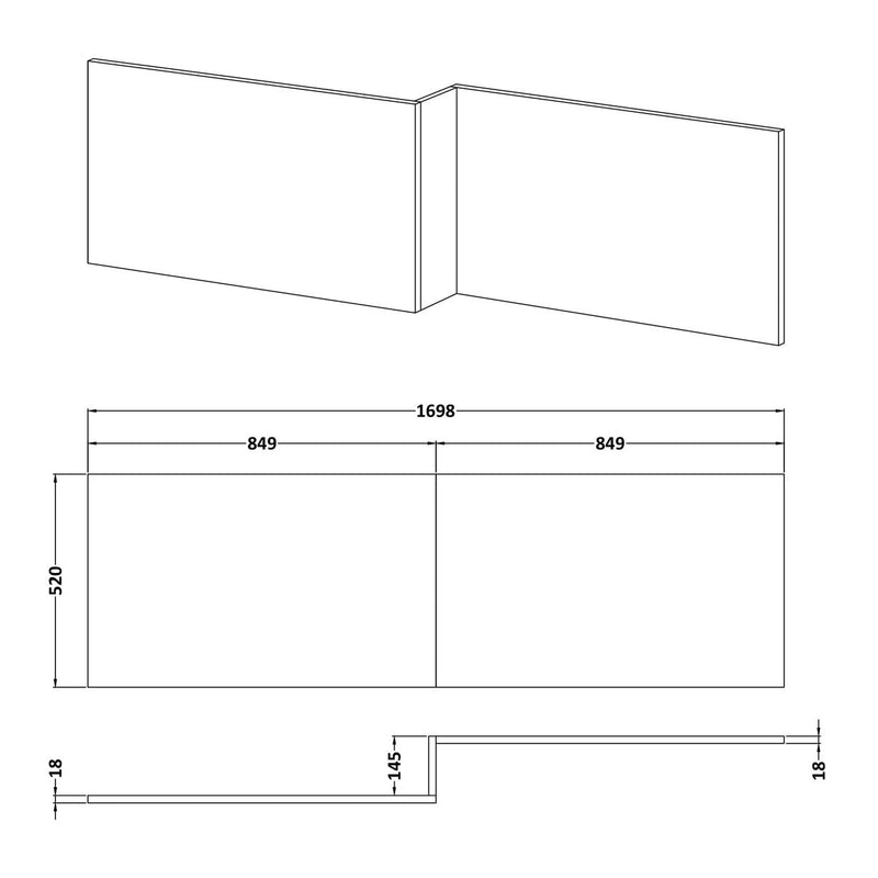 Cape Wooden L Shape Shower Bath Front Panel 1700mm - Natural Oak