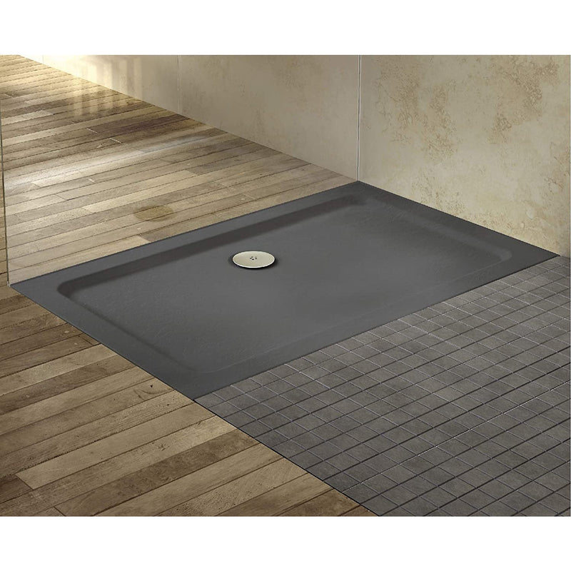 Slate Effect Stone Resin Rectangular Shower Tray & Waste 1300 x 800mm