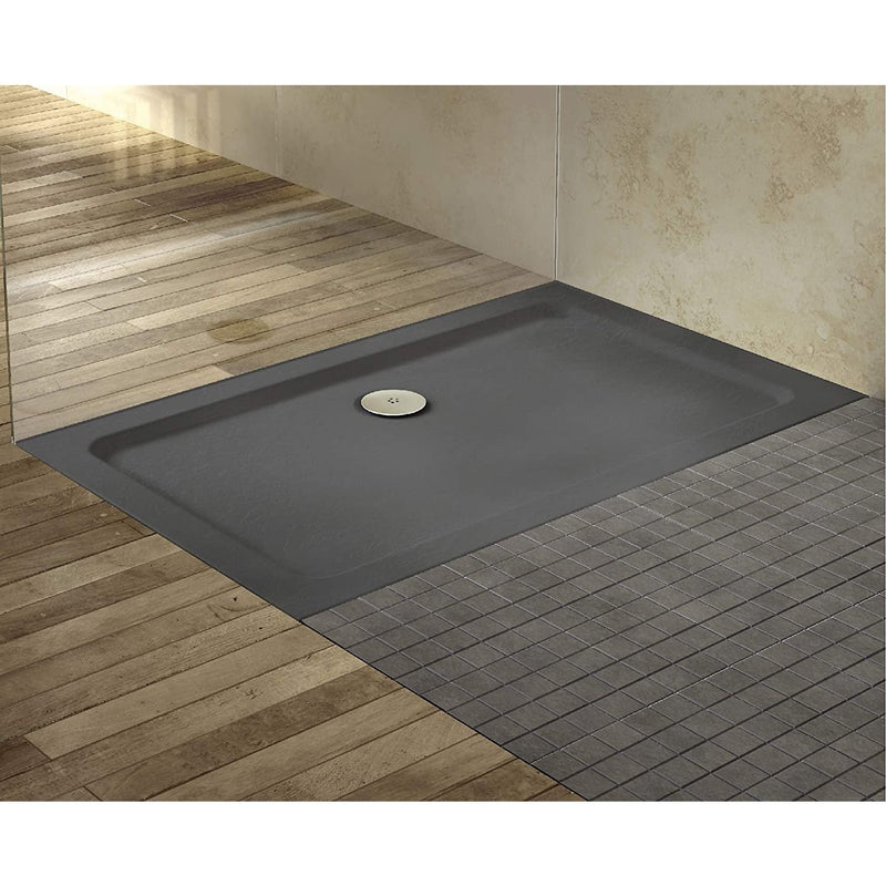 Slate Effect Stone Resin Square Shower Tray & Waste 700 x 700mm