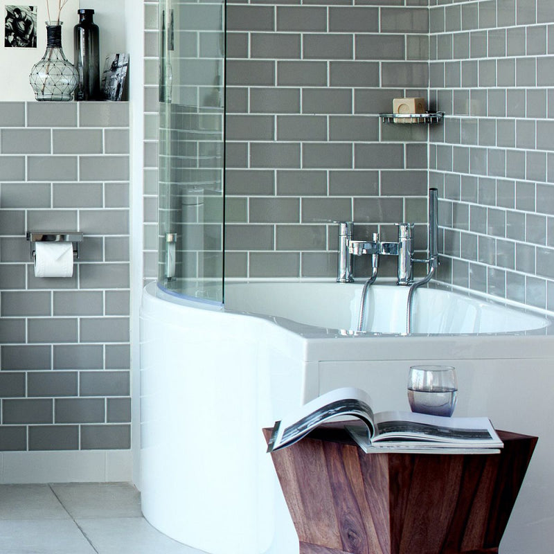 Britton Bathrooms Cleargreen EcoRound Shower Bath With Panel & Screen 1500 x 900mm
