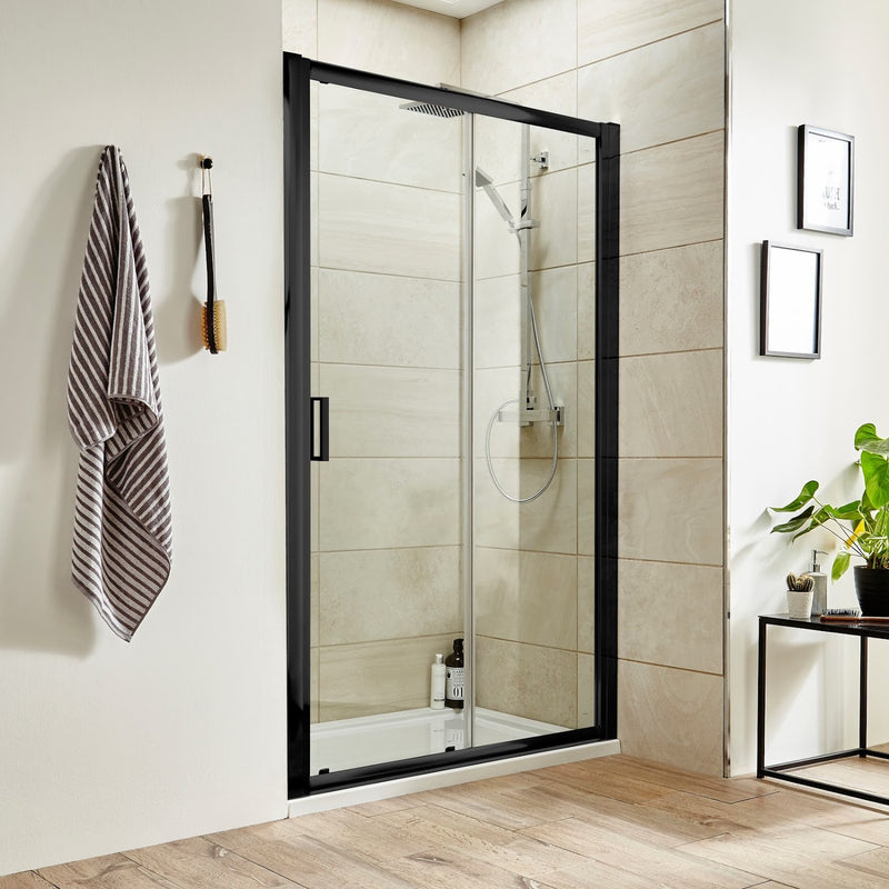 Porto Black 6mm Single Sliding Shower Door