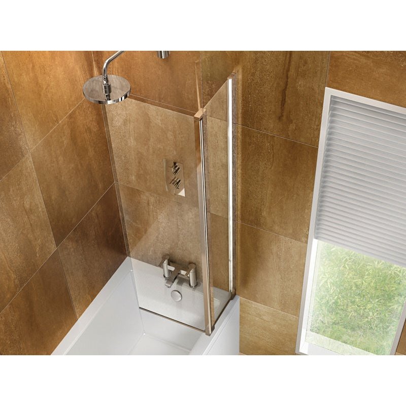 Britton Bathrooms Cleargreen Hinged Bath Screen With Fixed Panel 850mm