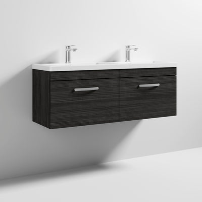 Cape 1200mm Wall Hung 2 Drawer Vanity Unit & Double Ceramic Basin - Charcoal Black