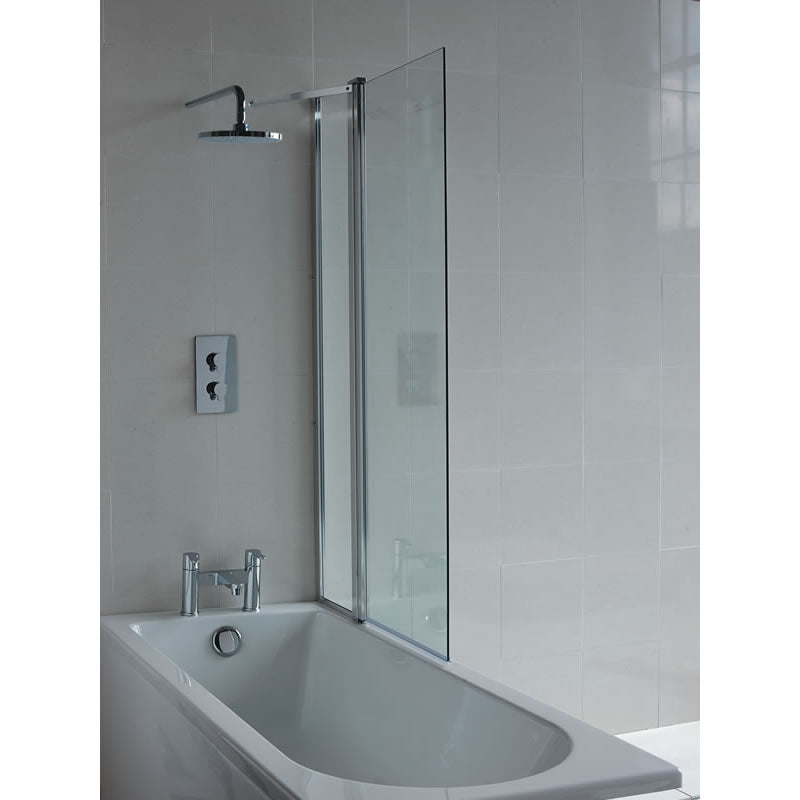 Britton Bathrooms Cleargreen Hinged Bath Screen With Fixed Panel 850mm