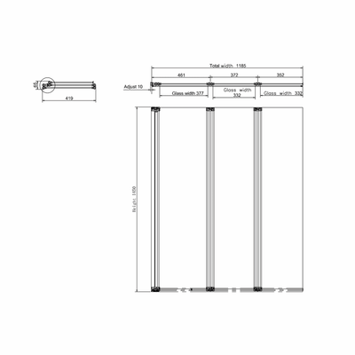 Britton Bathrooms Cleargreen Three Fold Bath Screen 1185mm
