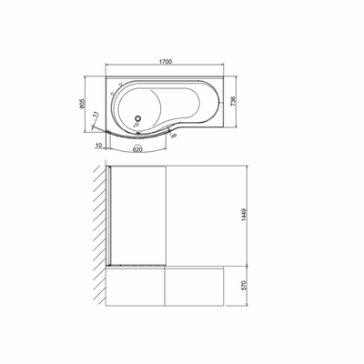 Britton Bathrooms Cleargreen EcoRound Shower Bath With Panel & Screen 1500 x 900mm