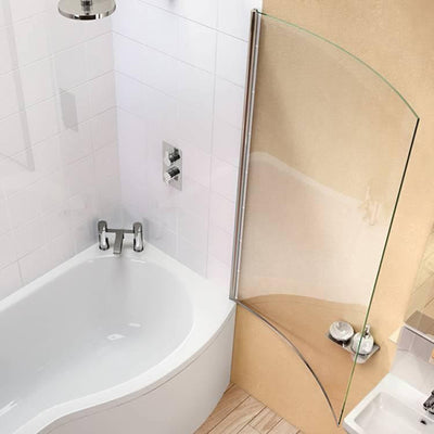 Britton Bathrooms Cleargreen EcoRound Shower Bath With Panel & Screen 1500 x 900mm