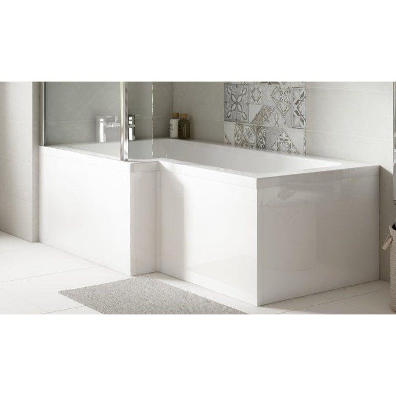 Cape Wooden L Shape Shower Bath Front Panel 1700mm - Gloss White