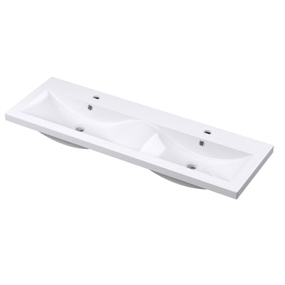 Cape 1200mm Wall Hung 2 Drawer Vanity Unit & Double Ceramic Basin - Natural Oak