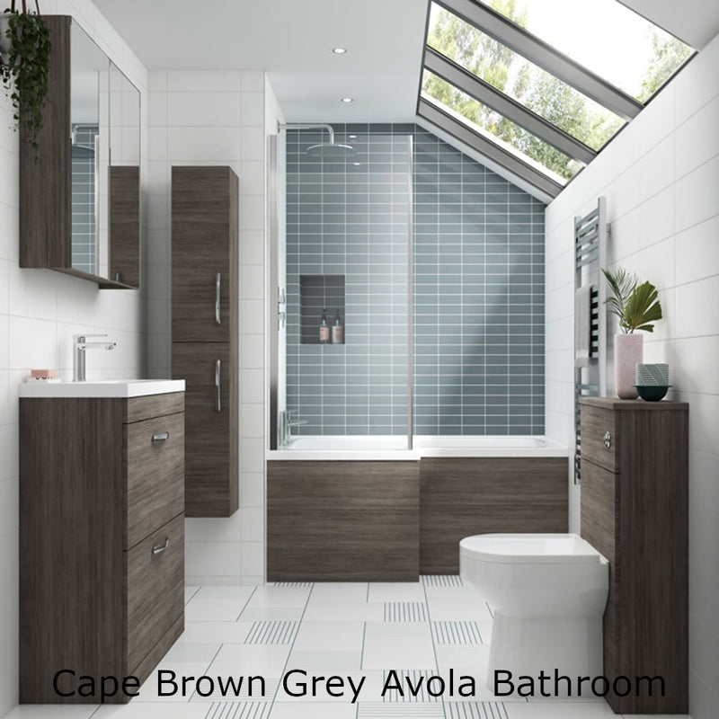 Cape 1200mm Wall Hung 4 Door Vanity Unit & Double Ceramic Basin - Anthracite Woodgrain