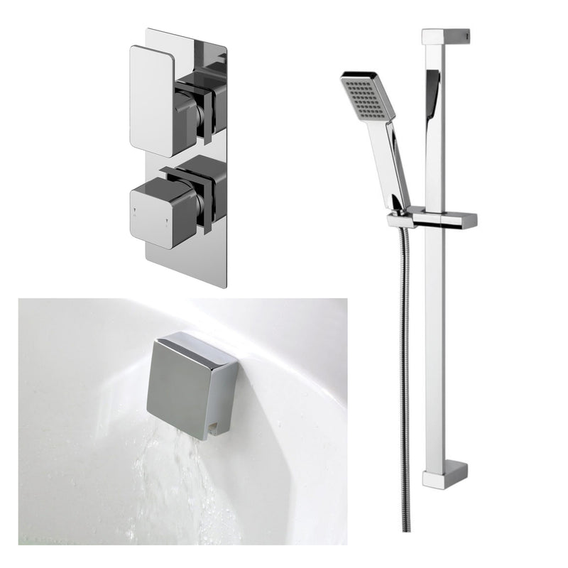 Cape Concealed Thermostatic Bath Shower Set - Chrome