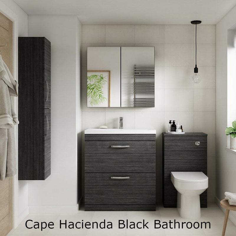Cape 1200mm Wall Hung 4 Door Vanity Unit & Double Resin Basin - Charcoal Black
