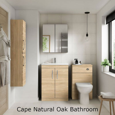 Cape 1200mm Wall Hung 2 Drawer Vanity Unit & Double Ceramic Basin - Natural Oak