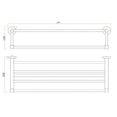 Capri Chrome 600mm Towel Rack