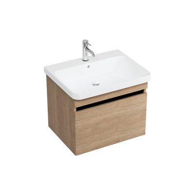 Britton Bathrooms Dalston 600mm Wall Hung Vanity Unit & Basin - Golden Oak