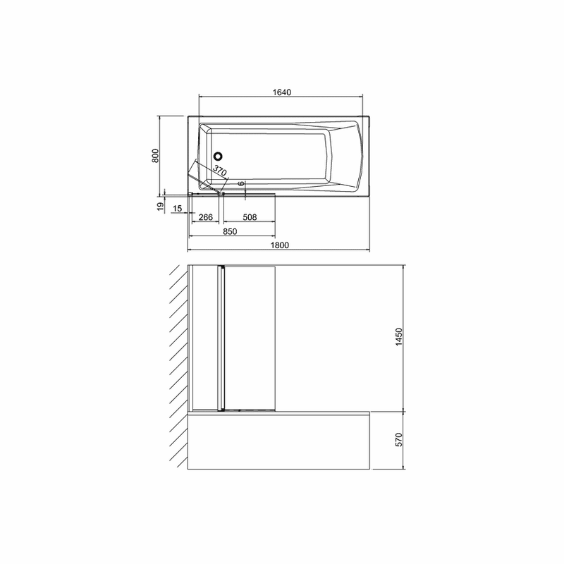 Britton Bathrooms Cleargreen Hinged Bath Screen With Fixed Panel 850mm