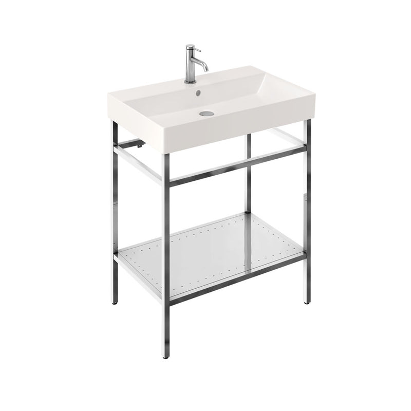 Britton Bathrooms Shoreditch  Frame 700mm Furniture Stand and Basin - Polished Stainless Steel
