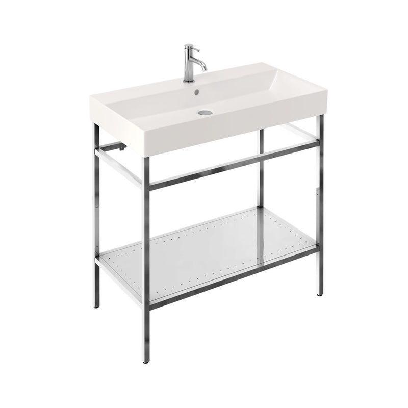 Britton Bathrooms Shoreditch  Frame 850mm Furniture Stand and Basin - Polished Stainless Steel