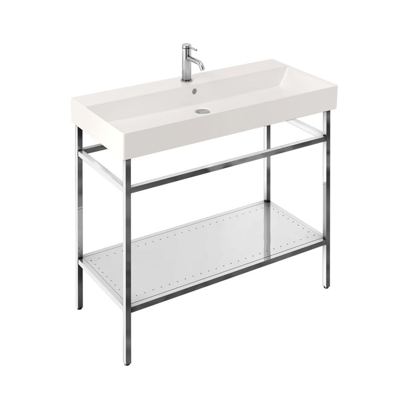 Britton Bathrooms Shoreditch  Frame 1000mm Furniture Stand and Basin - Polished Stainless Steel