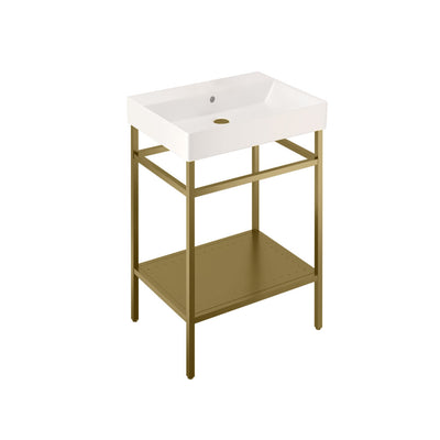 Britton Bathrooms Shoreditch  Frame 600mm Furniture Stand and Basin - Brushed Brass