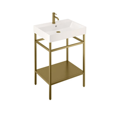 Britton Bathrooms Shoreditch  Frame 600mm Furniture Stand and Basin - Brushed Brass